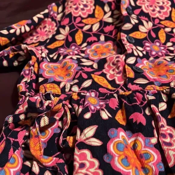 HANNA ANDERSSON girls corduroy autumn floral dress. Size 110 (5) - Picture 7 of 8